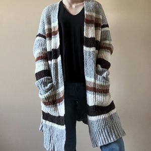 A New Day striped gray oversized Cardigan
